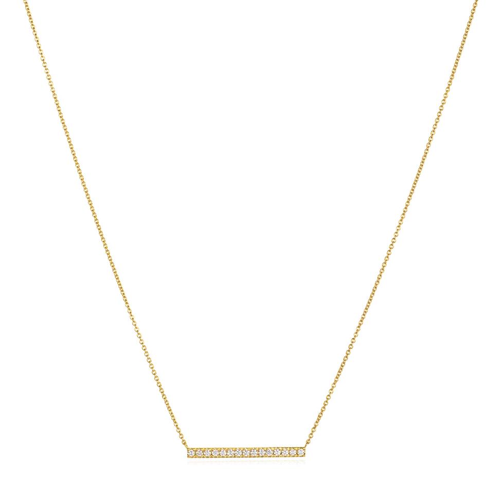 18ct Yellow Gold Diamond Bar Necklace 0.19ct Thumbnail Image 1