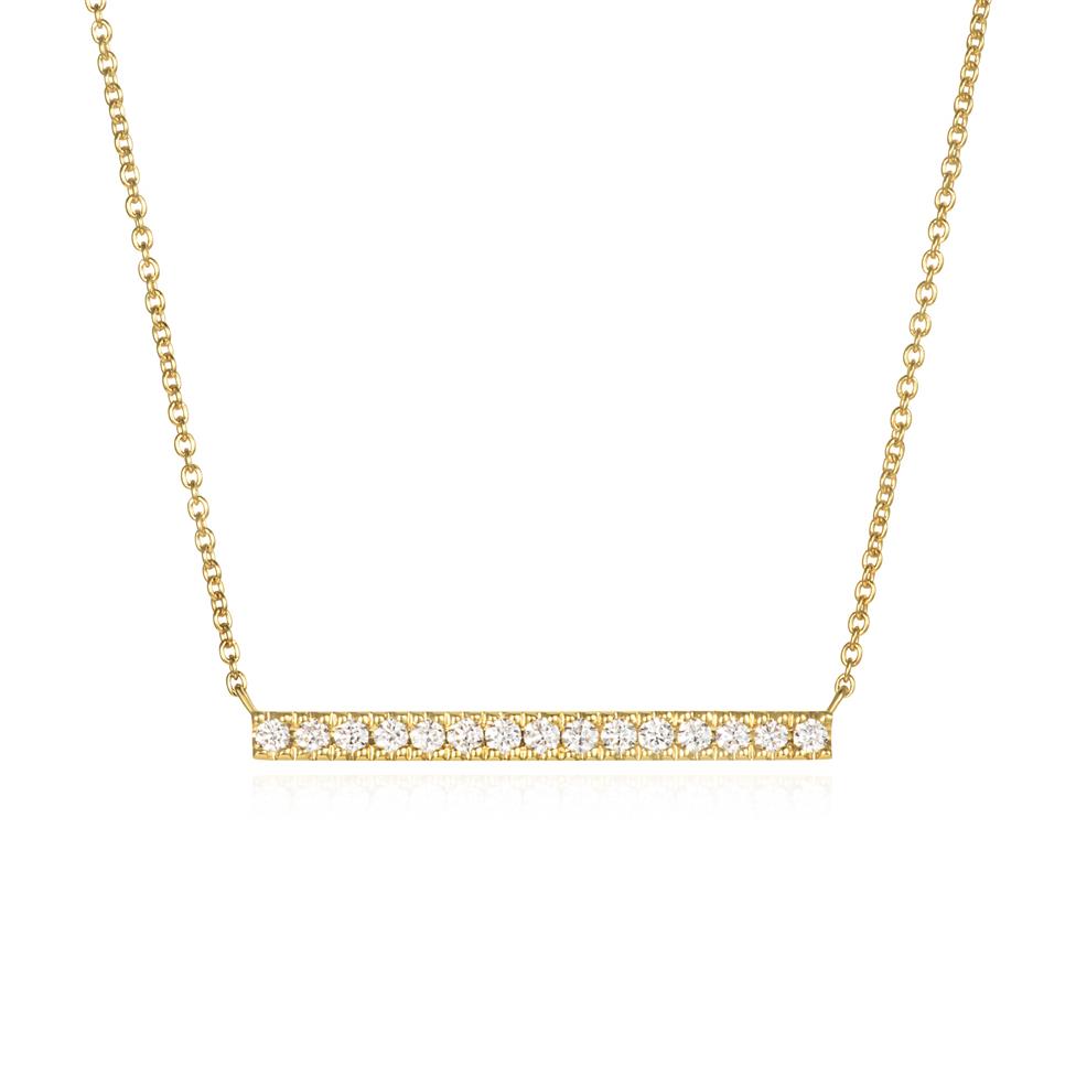18ct Yellow Gold Diamond Bar Necklace 0.19ct Thumbnail Image 0