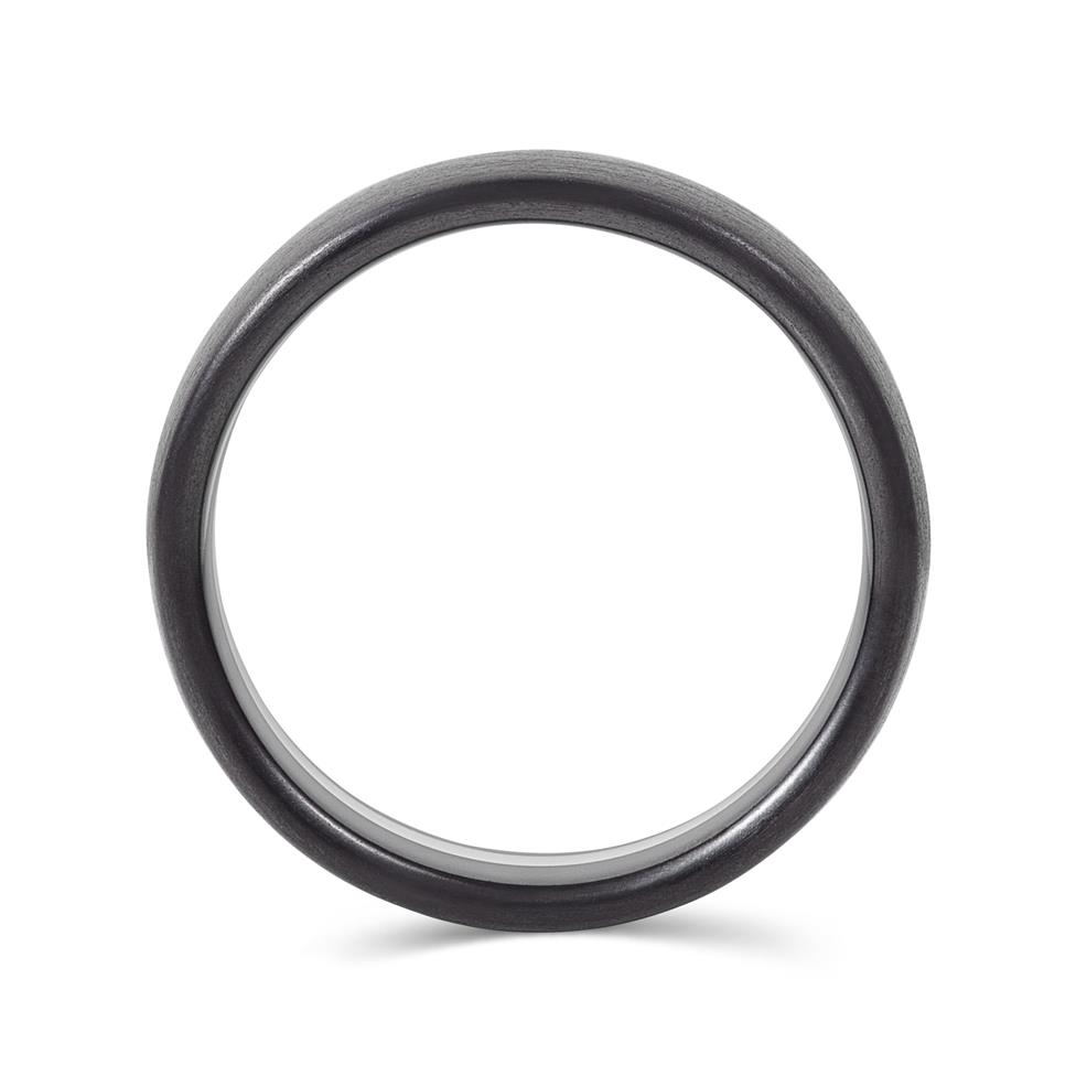 Black Zirconium and Platinum Plain Wedding Ring 7mm Thumbnail Image 2