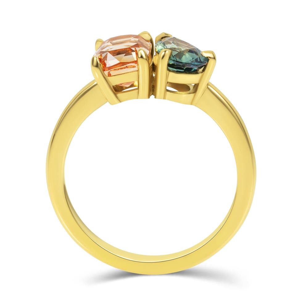18ct Yellow Gold Mixed Sapphire Toi et Moi Ring Thumbnail Image 2