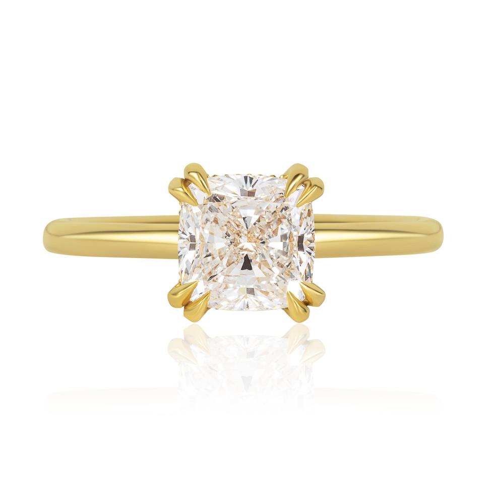 18ct Yellow Gold Cushion Diamond Engagement Ring 2.00ct Thumbnail Image 2