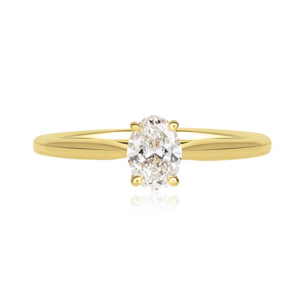 18ct Yellow Gold Oval Diamond Solitaire Engagement Ring 0.50ct  Thumbnail Image 1