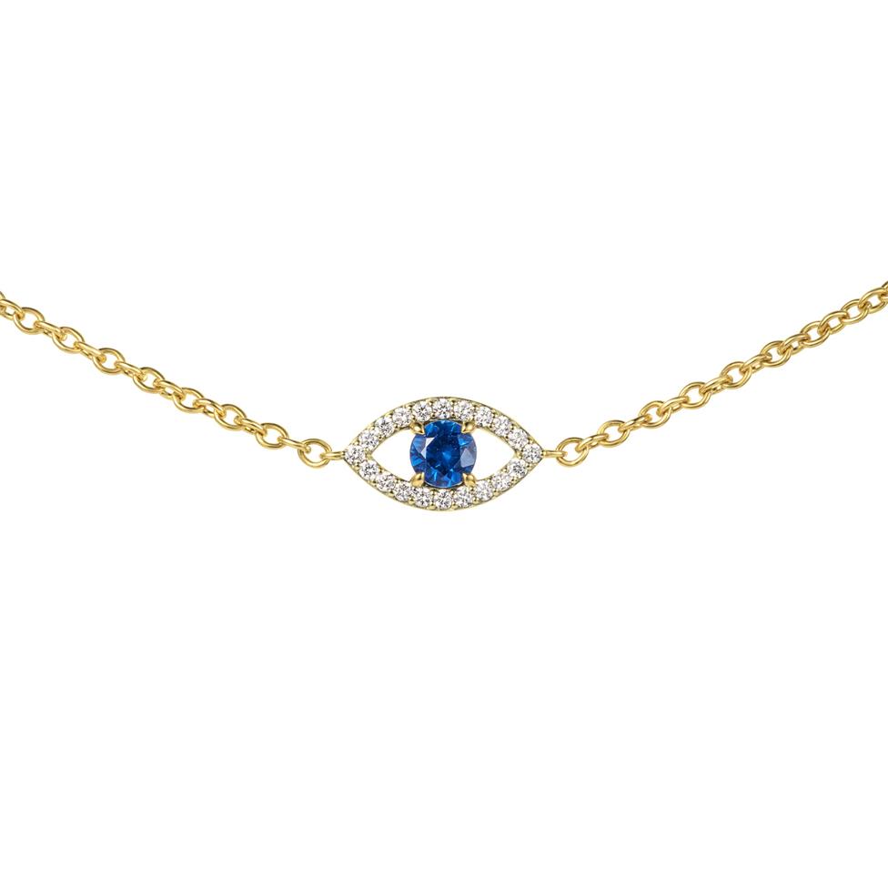 18ct Yellow Gold Evil Eye Sapphire and Diamond Bracelet Thumbnail Image 1