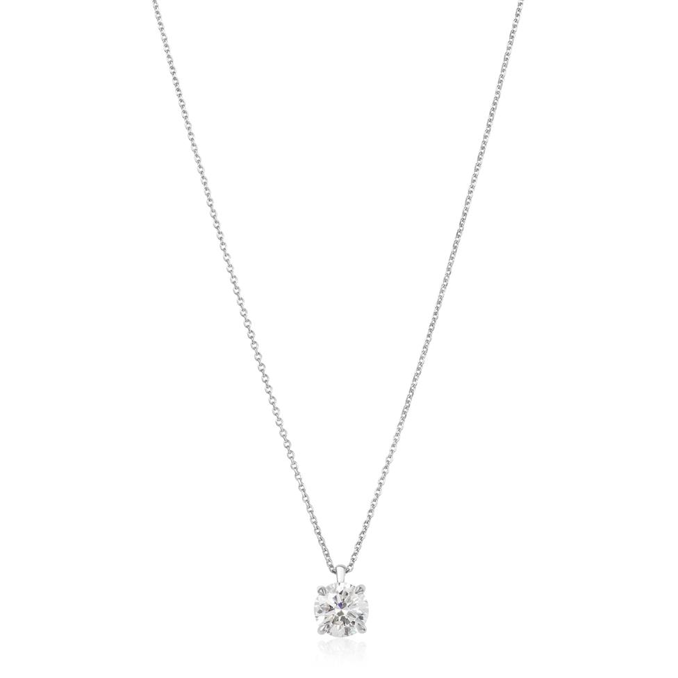 18ct White Gold Round Diamond Solitaire Necklace 1.50ct Thumbnail Image 2