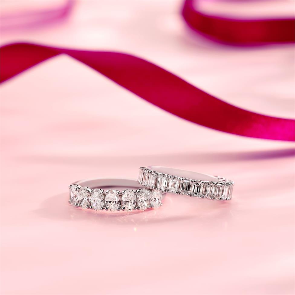 Platinum Emerald Cut Diamond Half Eternity Ring 1.40ct Thumbnail Image 1