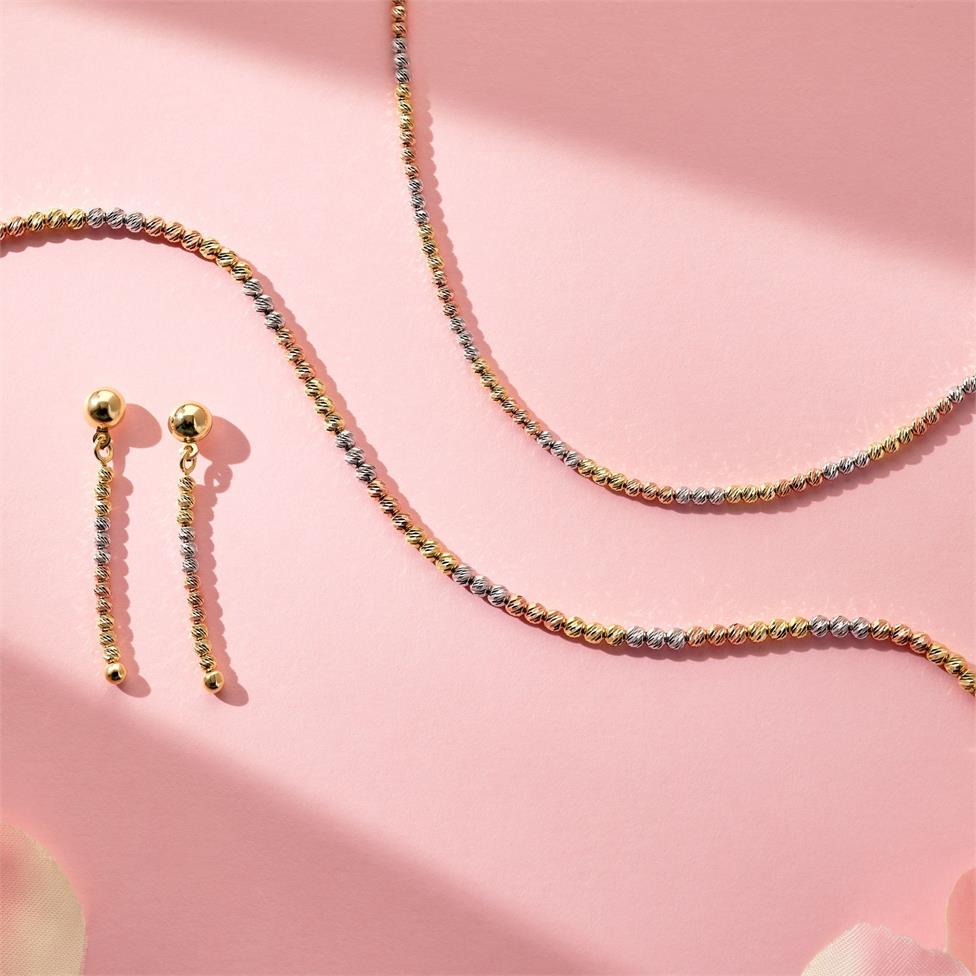 18ct Three Colour Gold Faceted Bead Detail Bracelet  Thumbnail Image 1