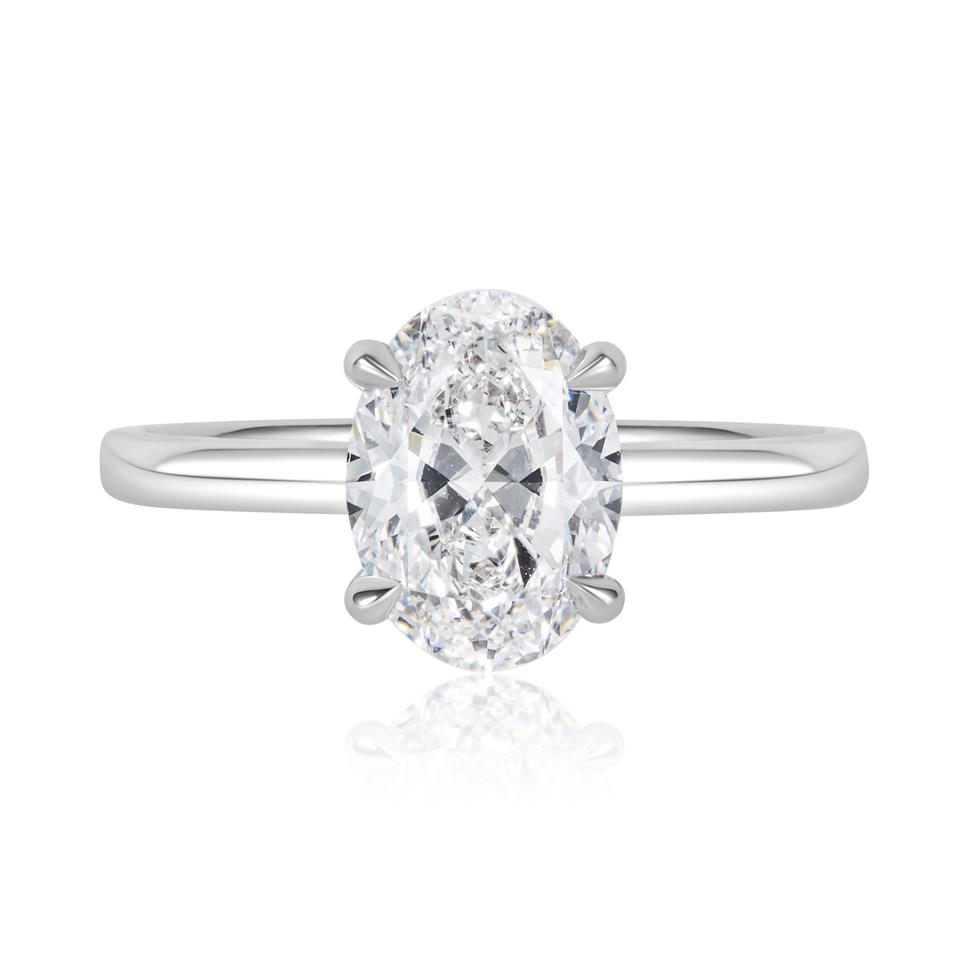 Platinum Oval Diamond Engagement Ring 2.01ct Thumbnail Image 2