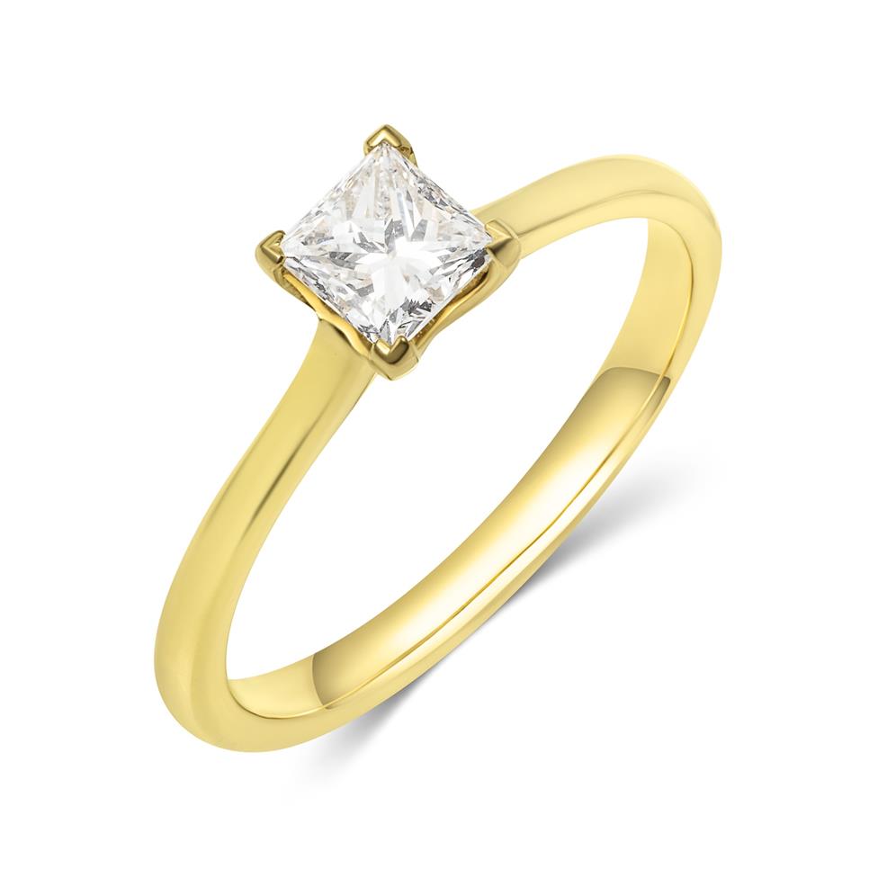 18ct Yellow Gold Princess Cut Diamond Solitaire Engagement Ring 0.50ct Thumbnail Image 0