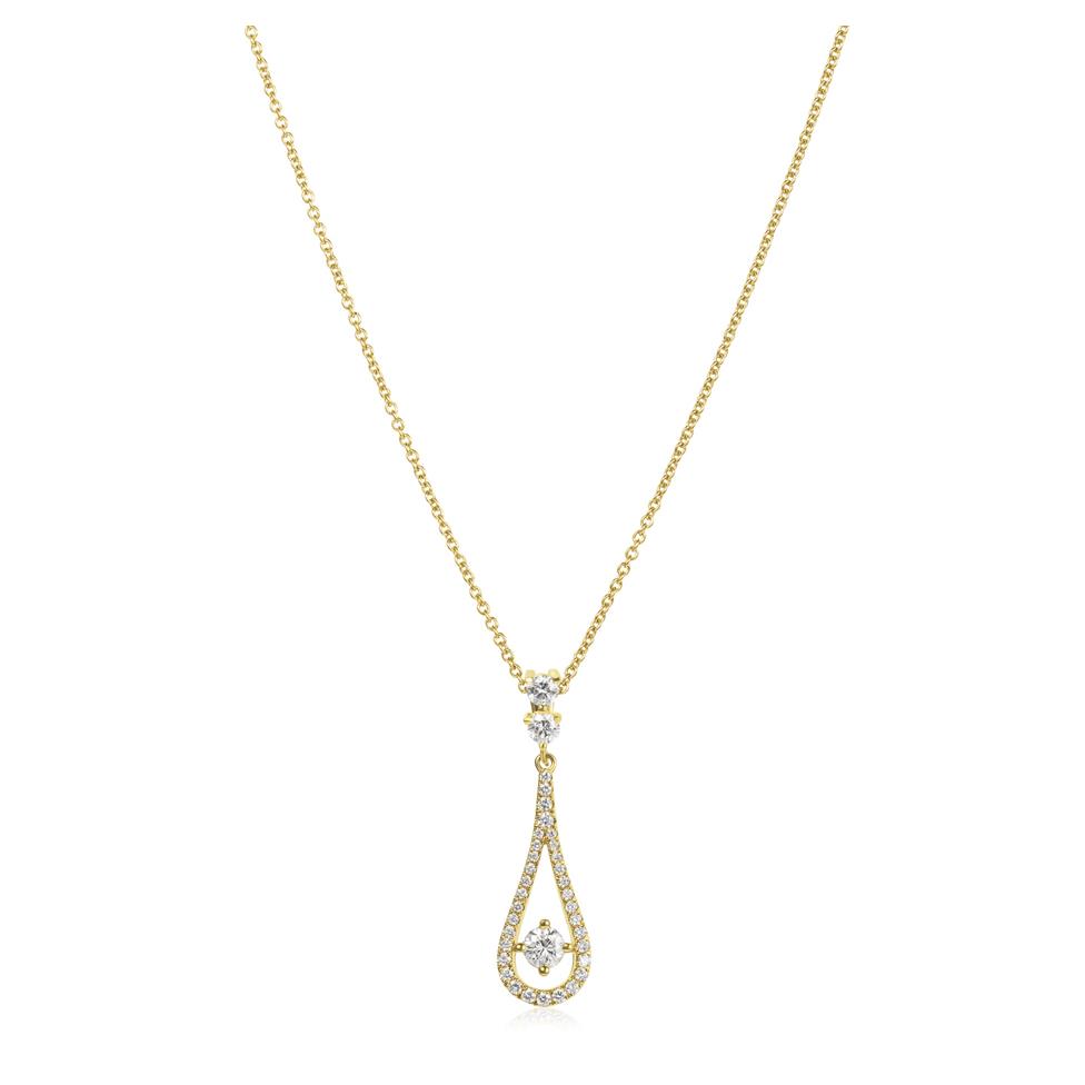 18ct Yellow Gold Teardrop Diamond Pendant Thumbnail Image 2