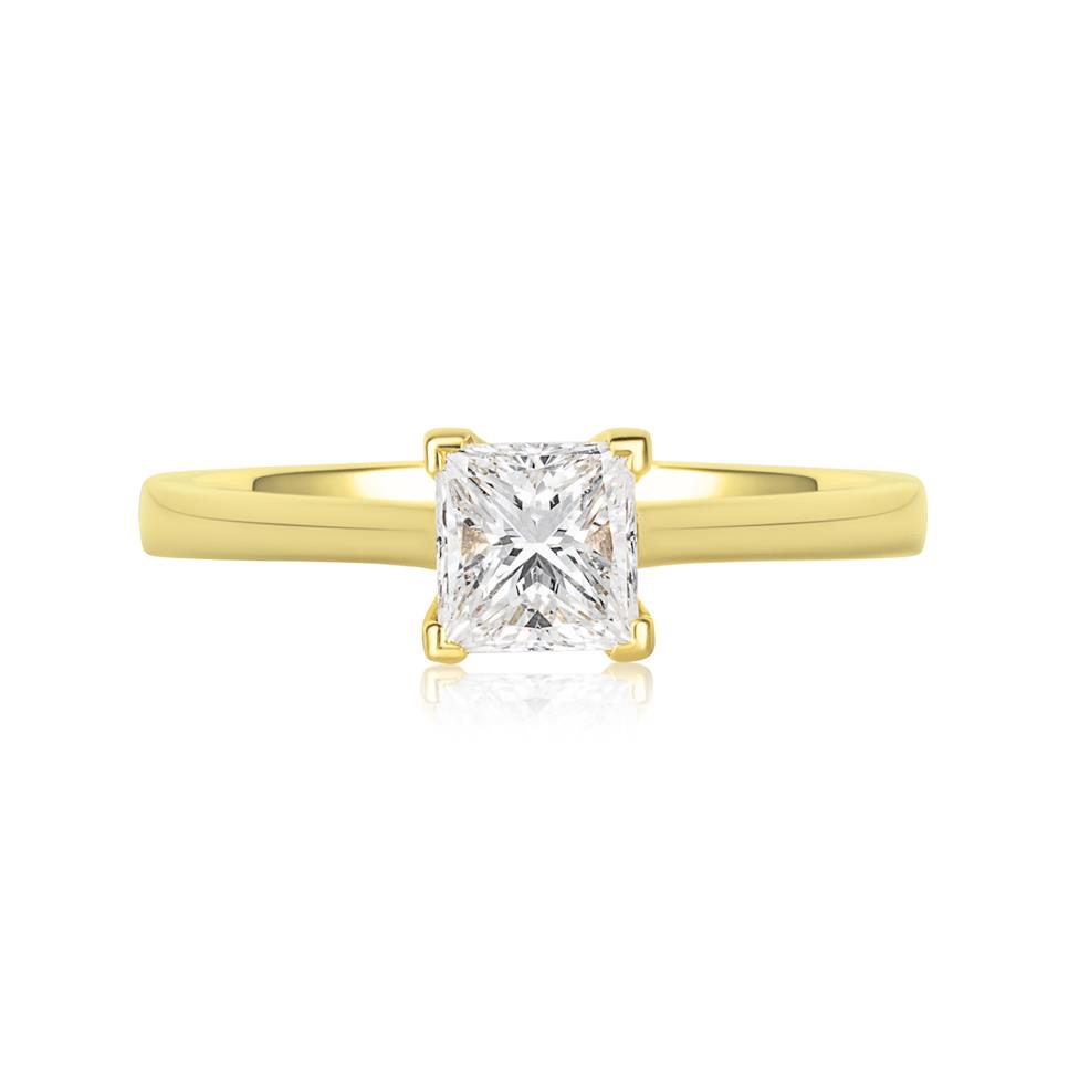 18ct Yellow Gold Princess Cut Diamond Solitaire Engagement Ring 0.70ct Thumbnail Image 1