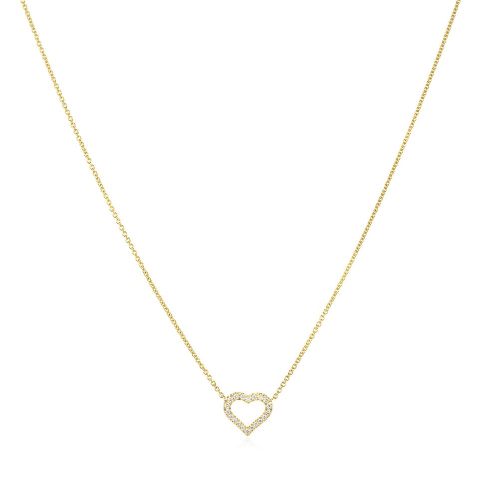 18ct Yellow Gold Diamond Heart Necklace Thumbnail Image 2