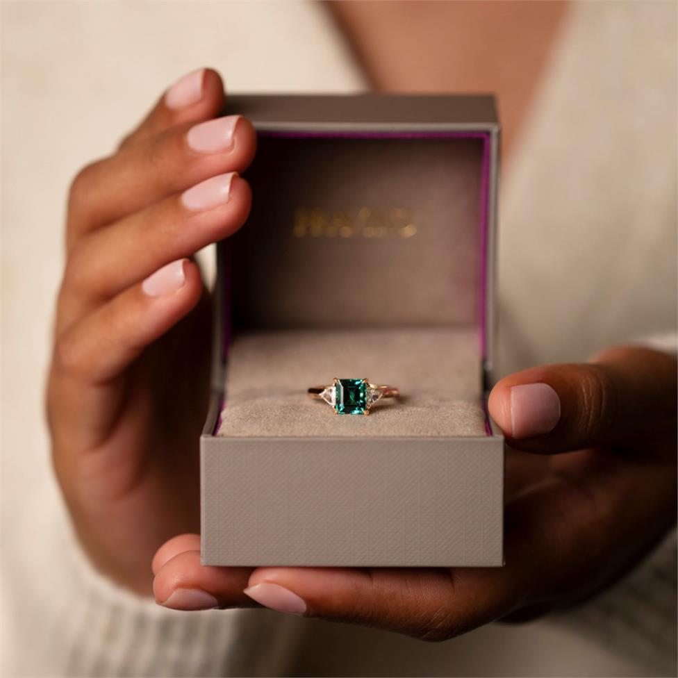 18ct Rose Gold Teal Tourmaline and Diamond Ring Thumbnail Image 5
