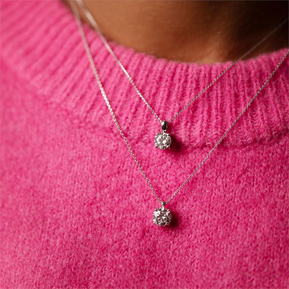 18ct White Gold Round Diamond Solitaire Necklace 1.50ct Thumbnail Image 3