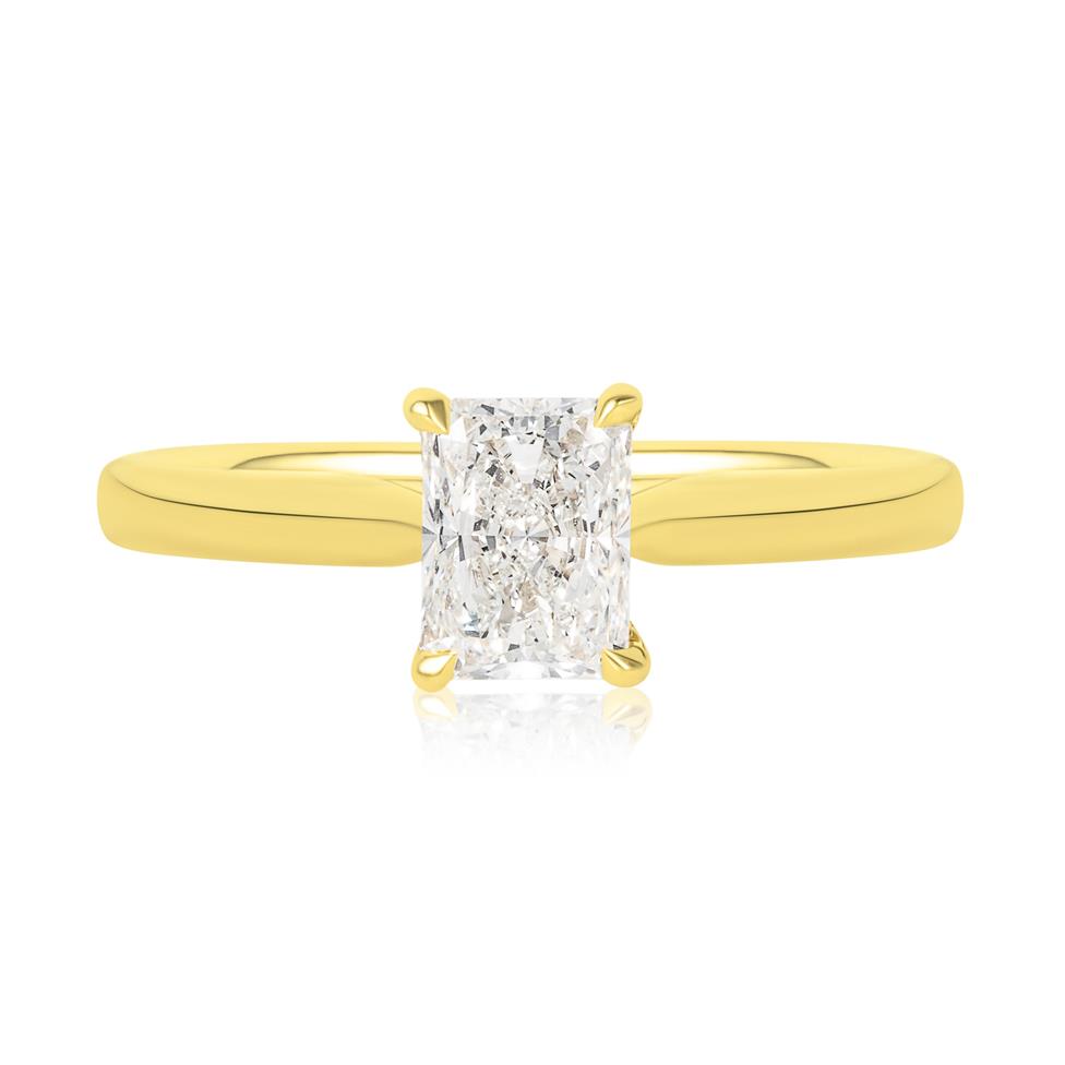 18ct Yellow Gold Radiant Cut Diamond Solitaire Engagement Ring 0.90ct Thumbnail Image 1