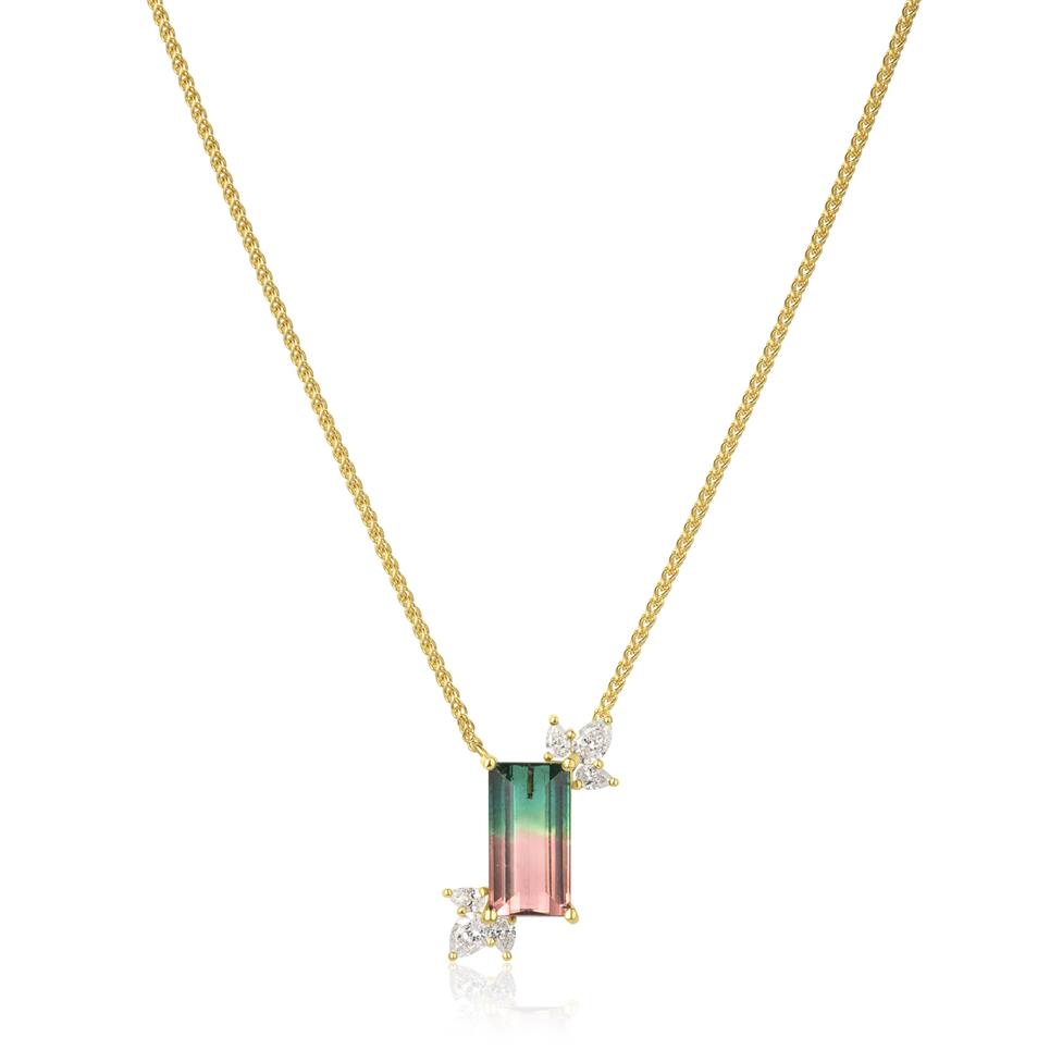 18ct Yellow Gold Watermelon Tourmaline Necklace Thumbnail Image 1