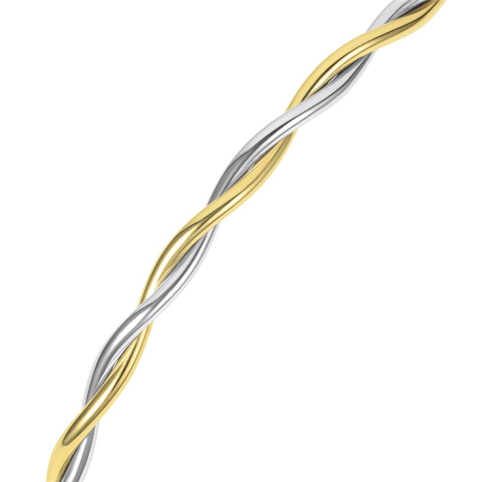 18ct Yellow And White Gold Twist Oval Bangle Thumbnail Image 2