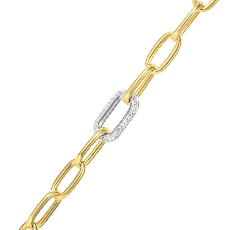 18ct Yellow Gold Diamond Set Paperlink Necklace Thumbnail Image 2