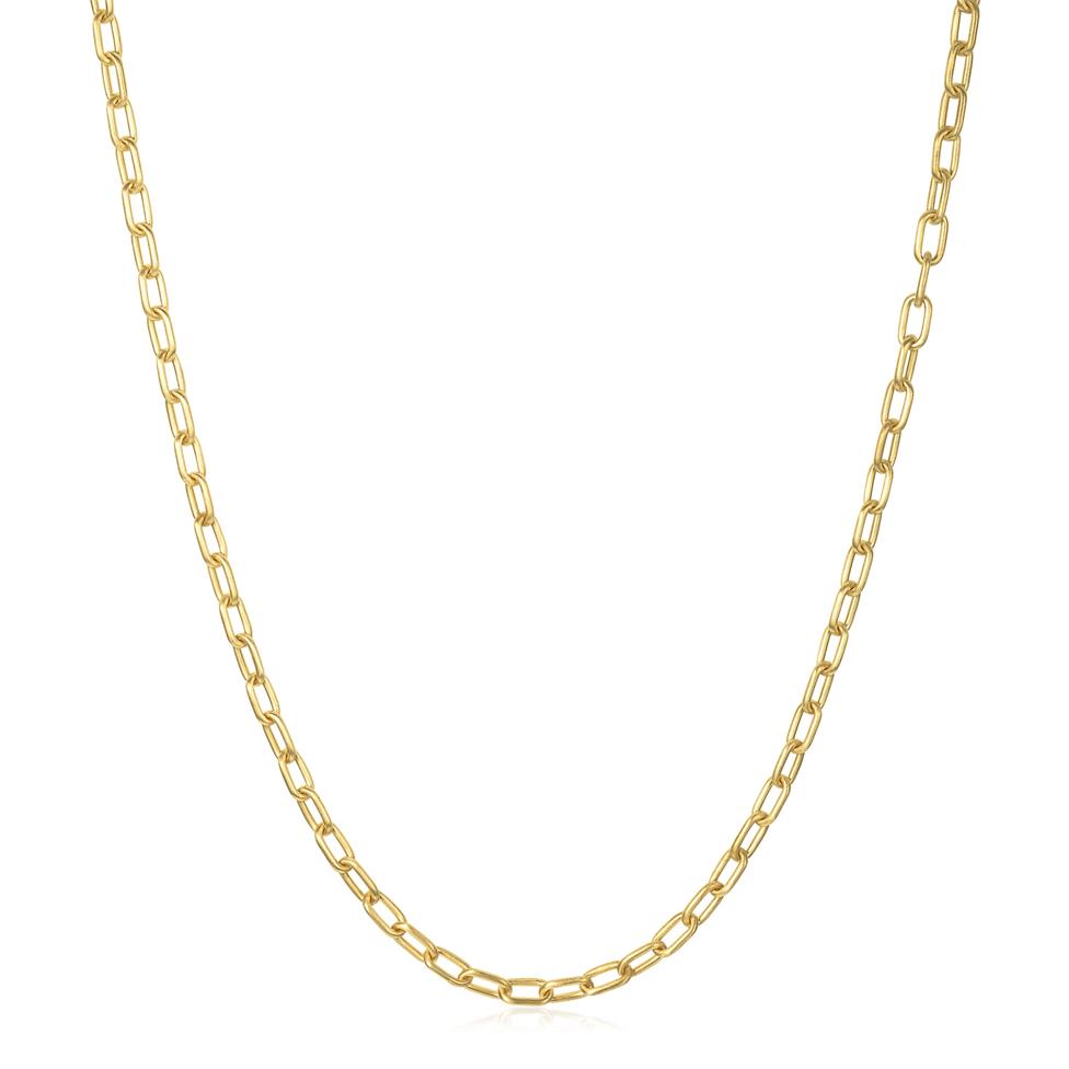 18ct Yellow Gold Brushed Finish Paperlink Necklace Thumbnail Image 0