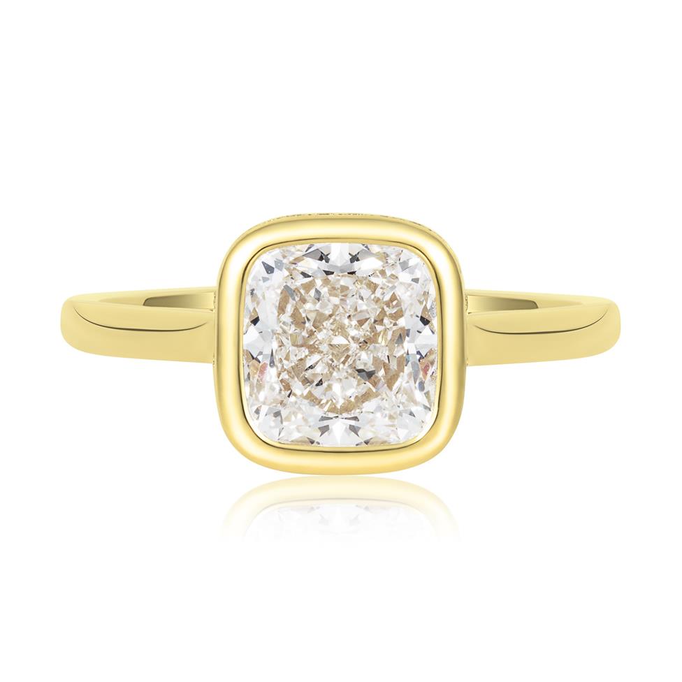 18ct Yellow Gold CushionDiamond Engagement Ring 2.52ct Thumbnail Image 2