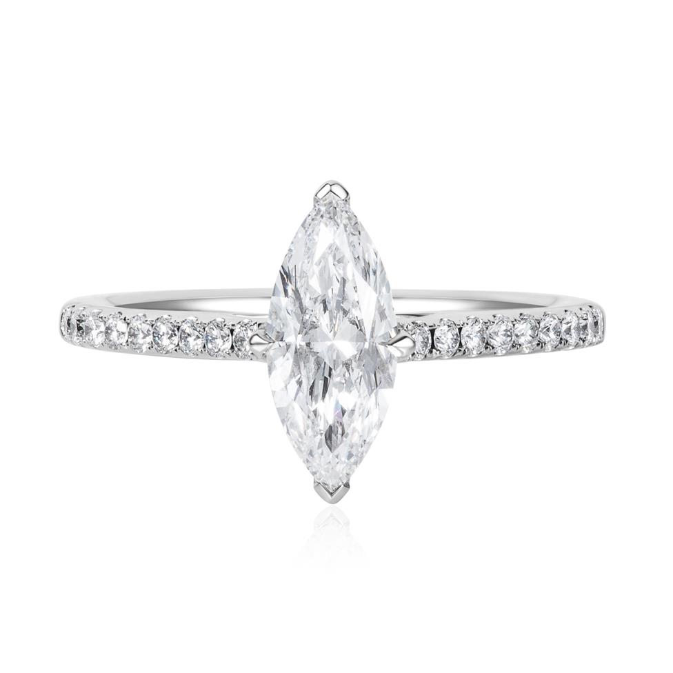 Platinum Marquise Shape Diamond Solitaire Engagement Ring 1.25ct Thumbnail Image 2