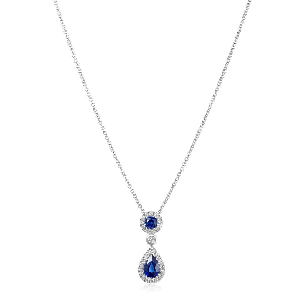 Camellia 18ct White Gold Sapphire and Diamond Necklace Thumbnail Image 2
