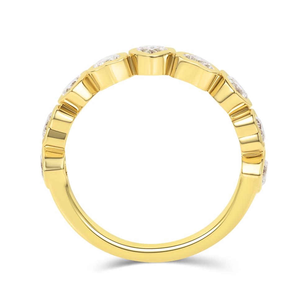 18ct Yellow Gold Heart Diamond Half Eternity Ring 0.90ct Thumbnail Image 3