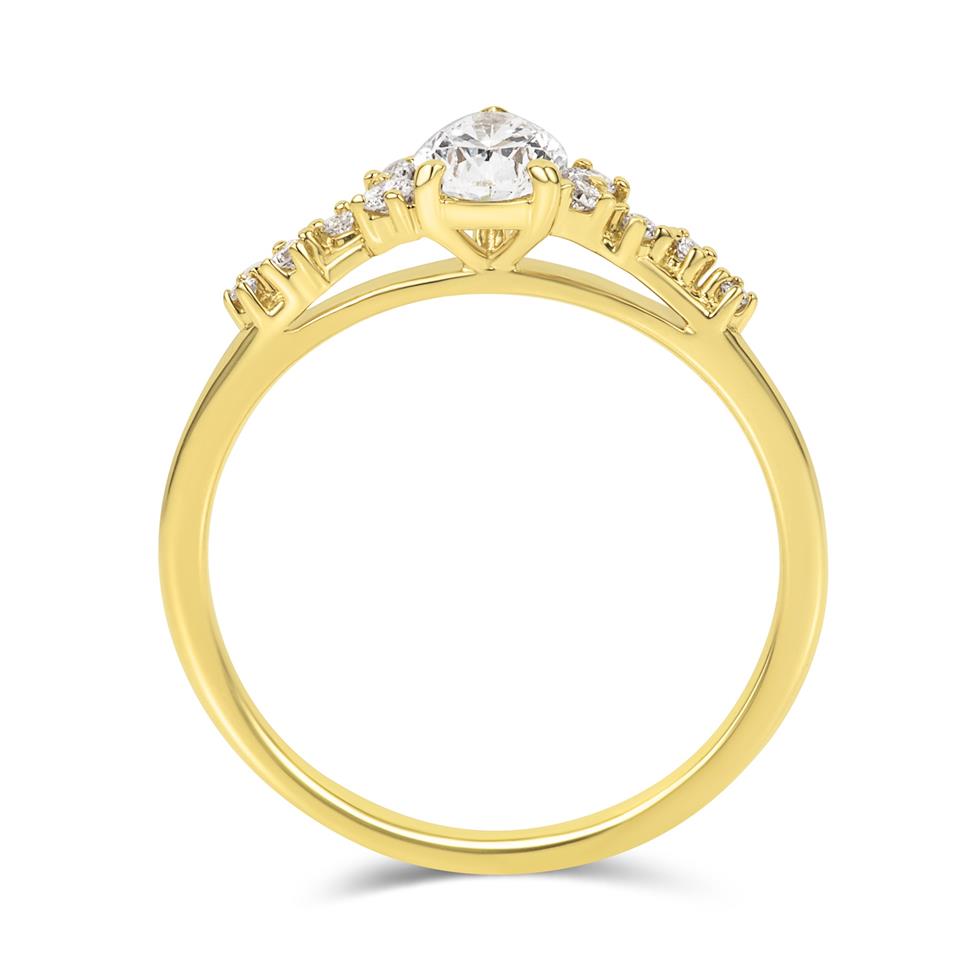 Stardust 18ct Yellow Gold Pear Diamond Engagement Ring 0.50ct Thumbnail Image 3