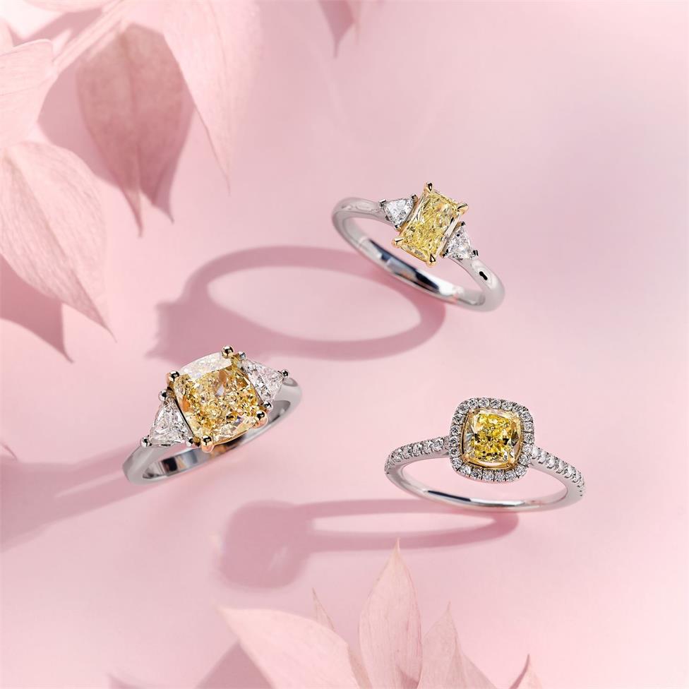 Platinum Yellow Cushion Diamond Engagement Ring 3.09ct Thumbnail Image 4