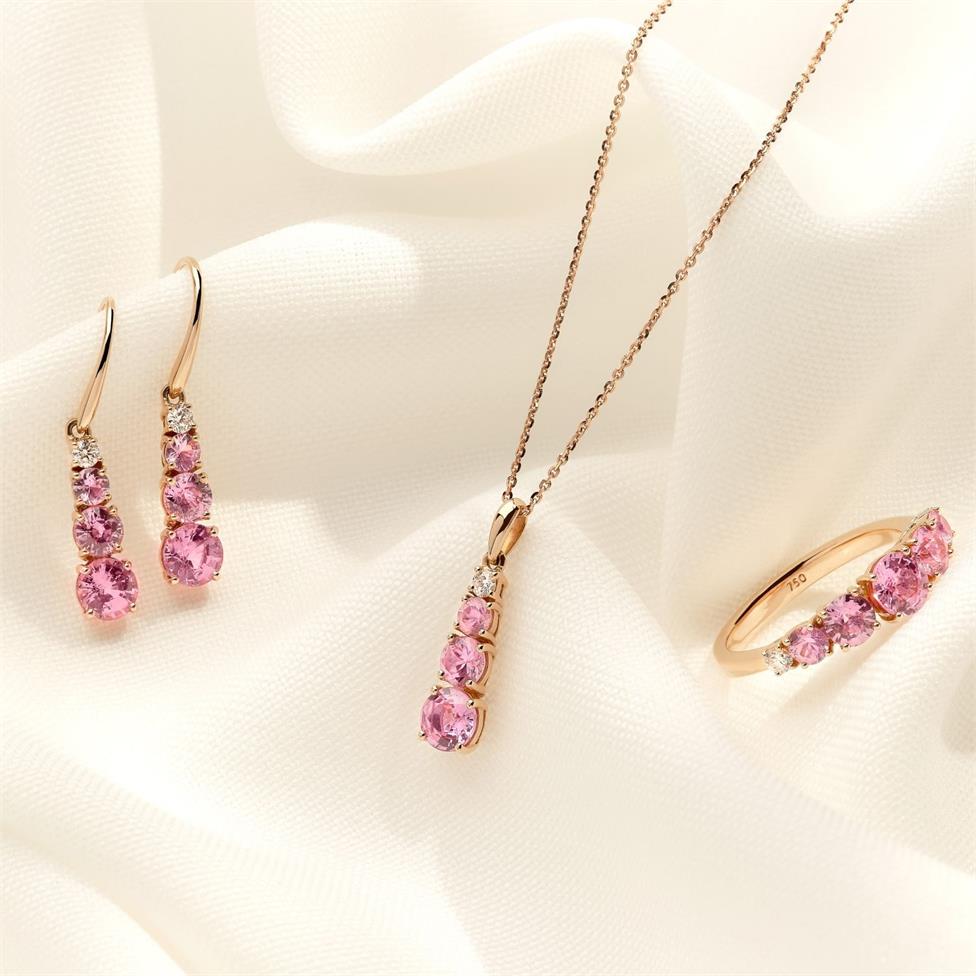 Bonbon 18ct Rose Gold Pink Sapphire and Diamond Pendant Thumbnail Image 2