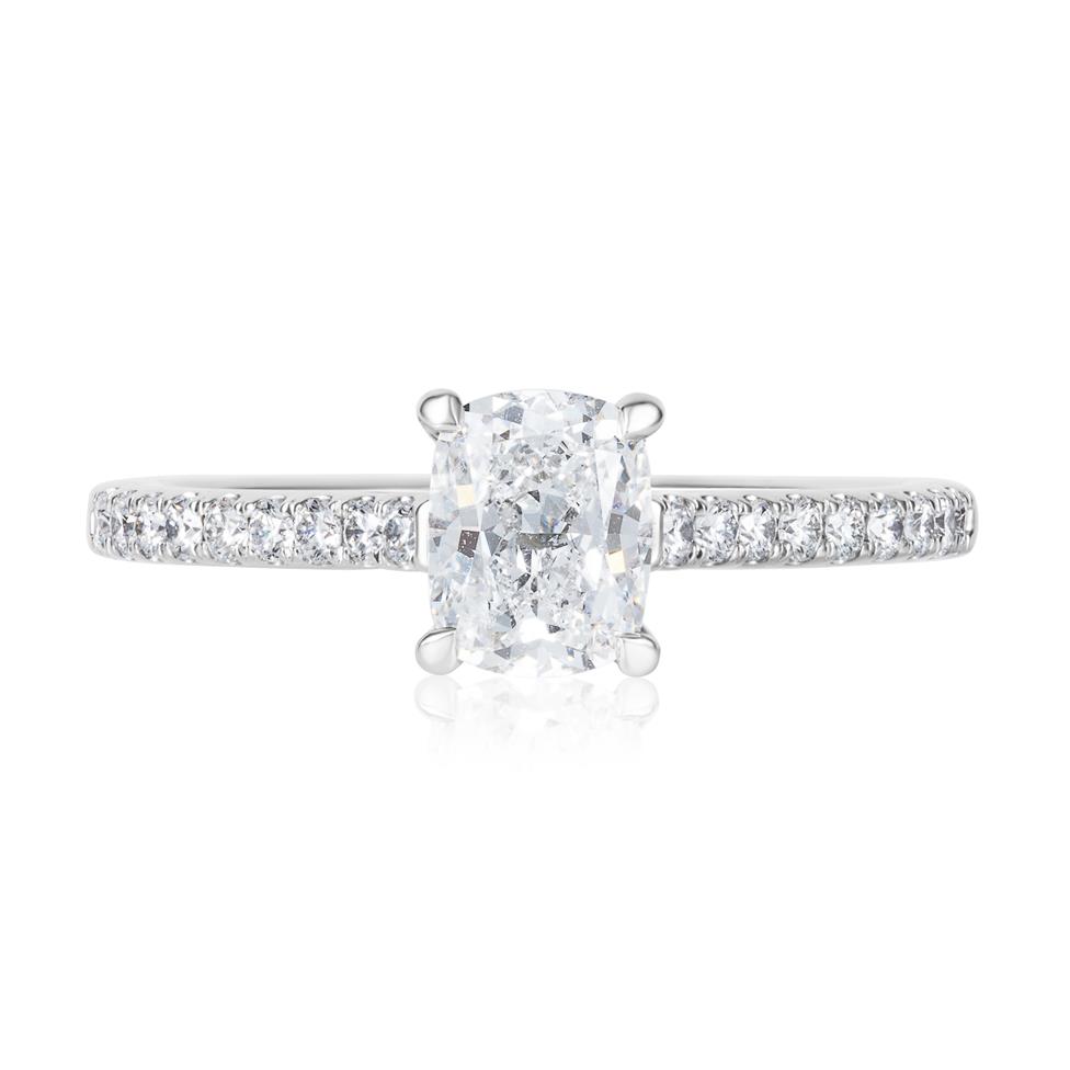 Platinum Cushion Diamond Solitaire Engagement Ring Thumbnail Image 2