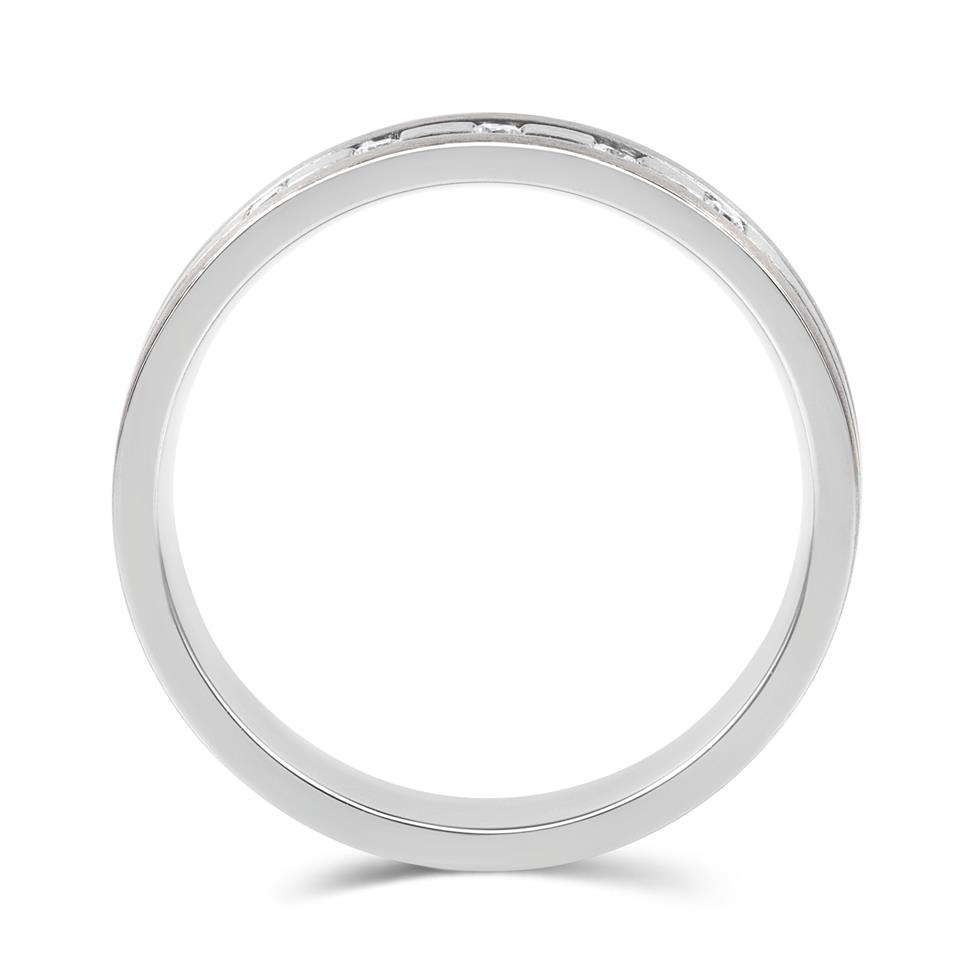 Platinum and 18ct White Gold Matt Finish Wedding Ring 0.08ct Thumbnail Image 2