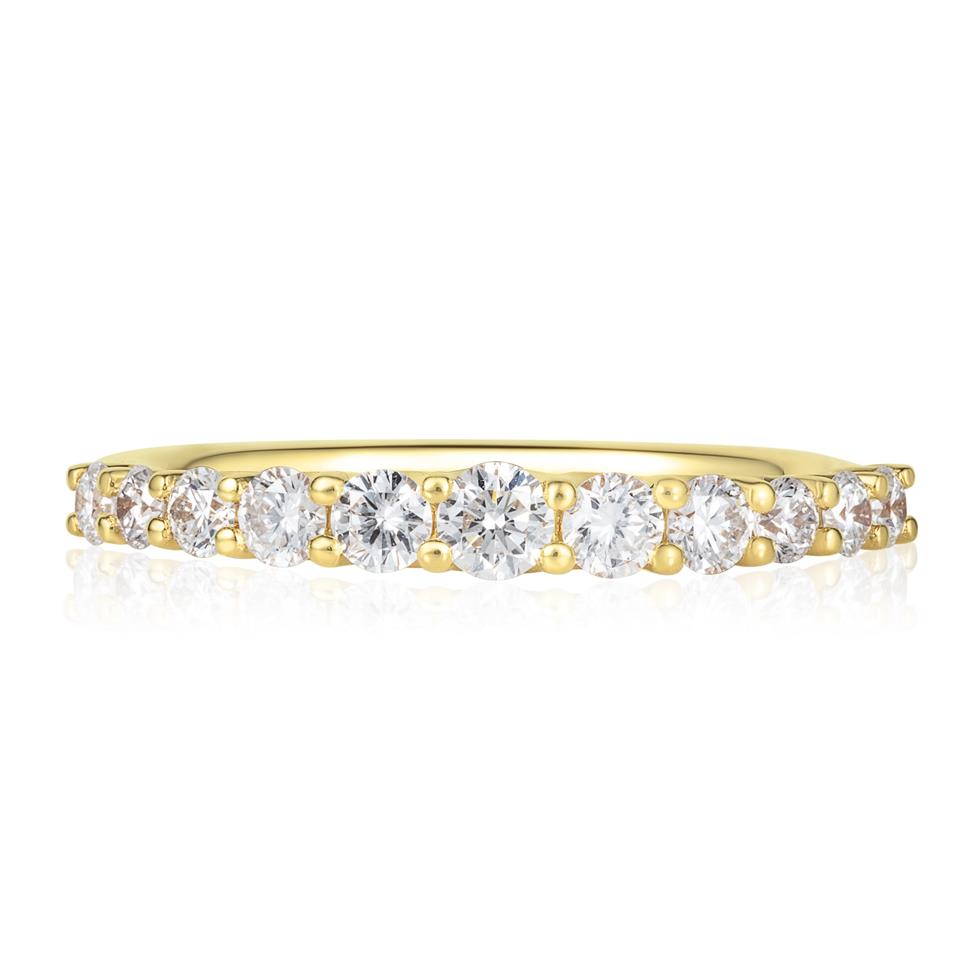 18ct Yellow Gold Graduated Diamond Half Eternity Ring Thumbnail Image 2