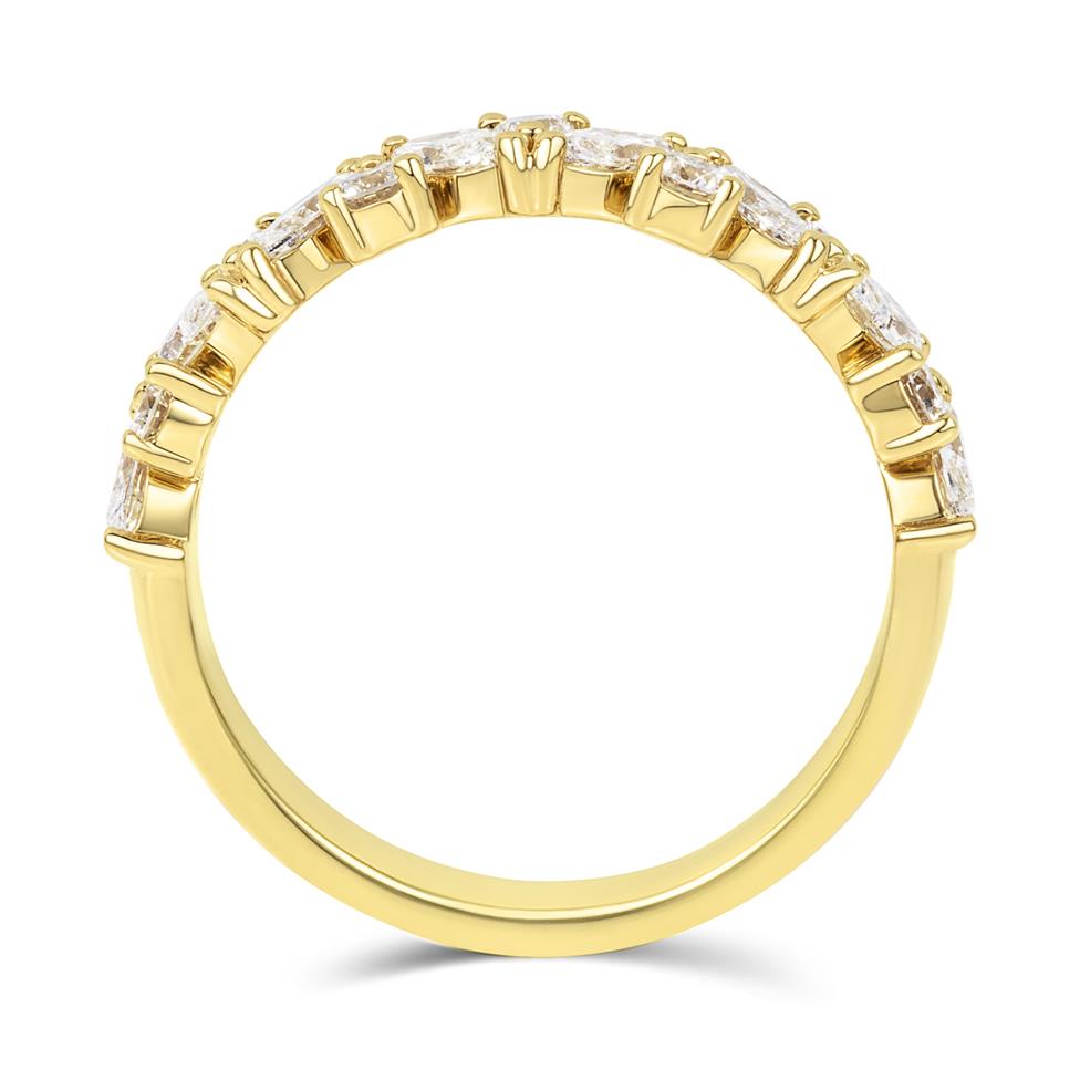 18ct Yellow Gold Marquise and Round Diamond Half Eternity Ring Thumbnail Image 3