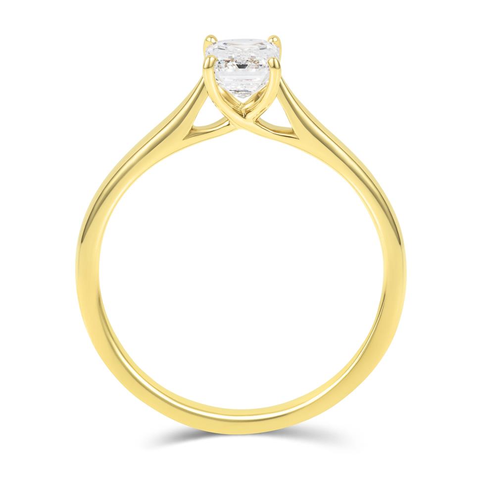 18ct Yellow Gold Emerald Cut Diamond Solitaire Engagement Ring 0.70ct Thumbnail Image 2