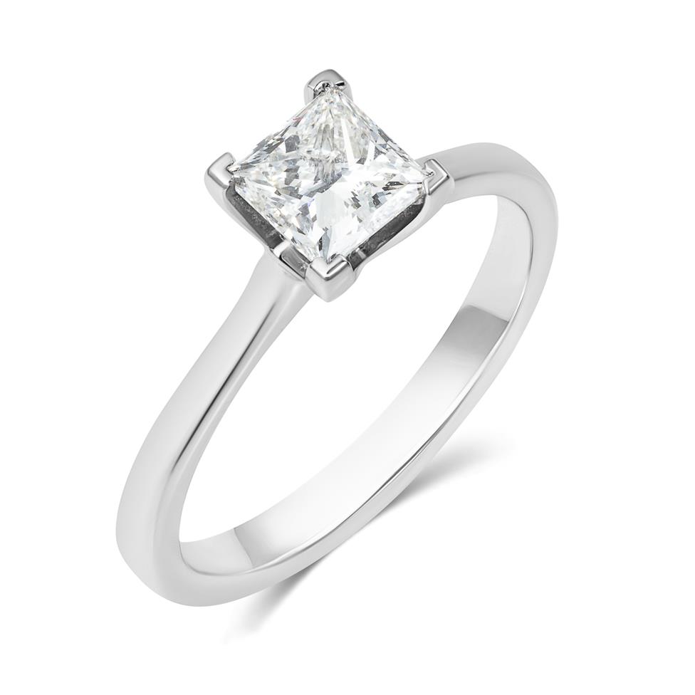 Platinum Princess Cut Diamond Solitaire Engagement Ring 0.90ct Thumbnail Image 0