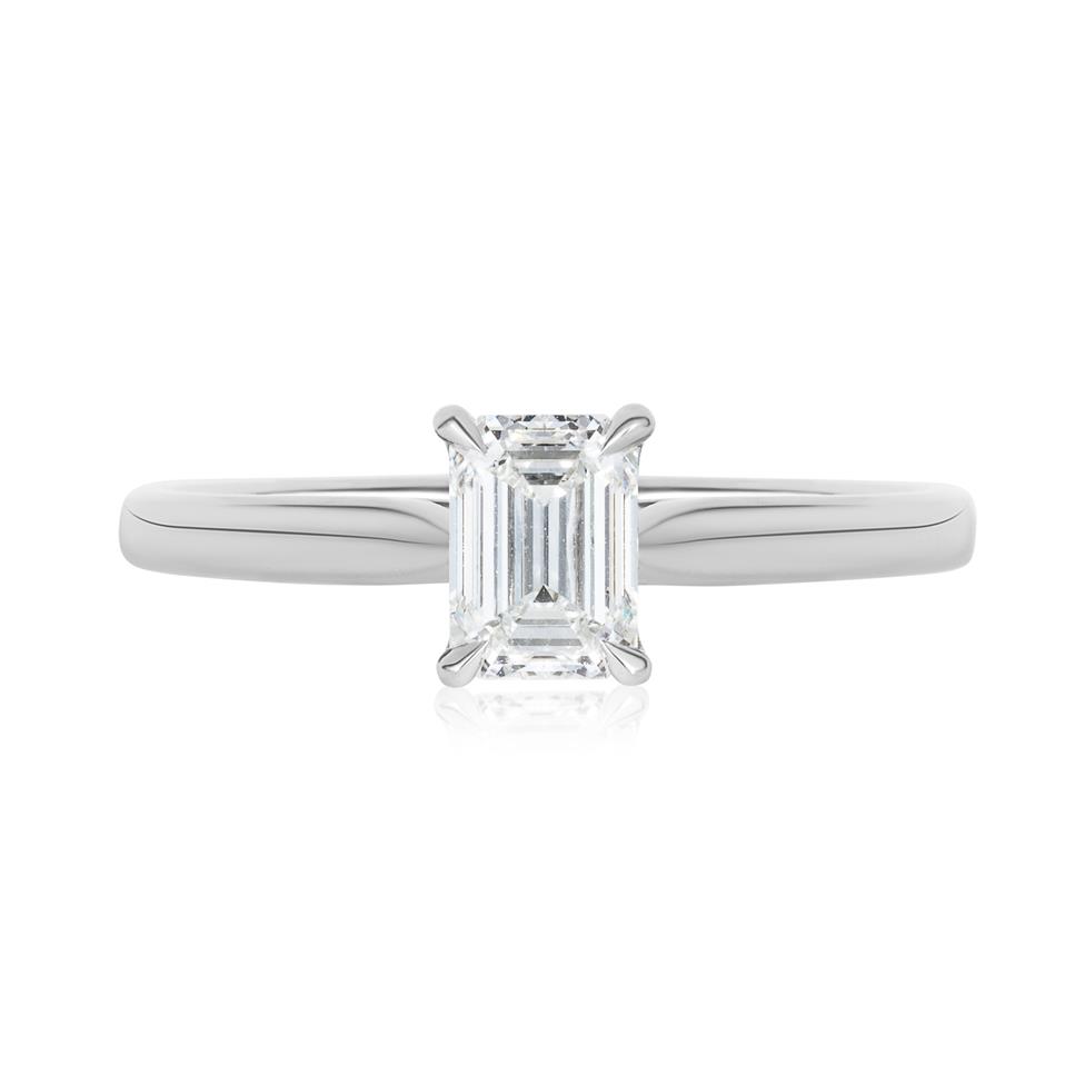 Platinum Emerald Cut Diamond Solitaire Engagement Ring 0.70ct Thumbnail Image 2