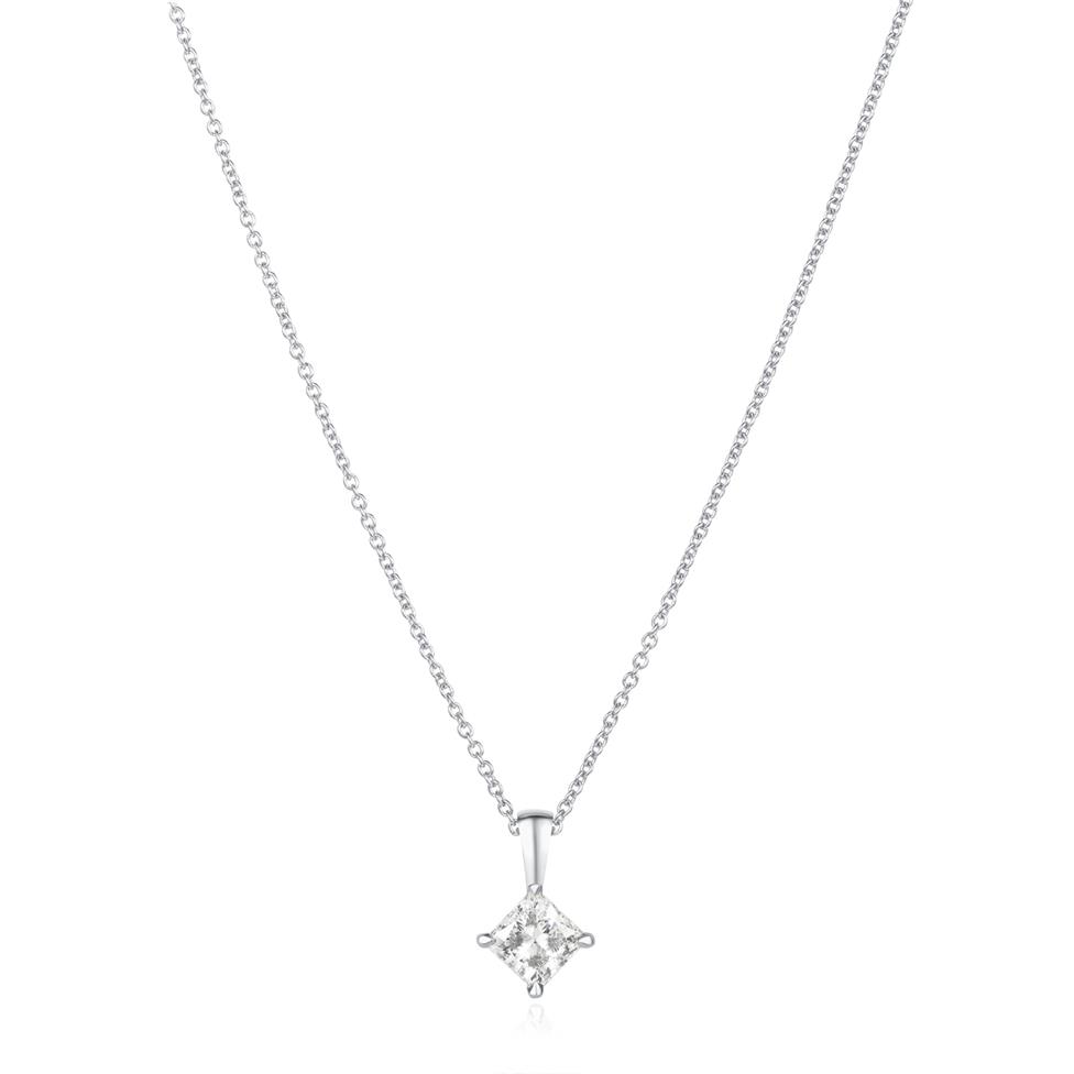 18ct White Gold Princess Cut Diamond Solitaire Pendant 0.70ct Thumbnail Image 2