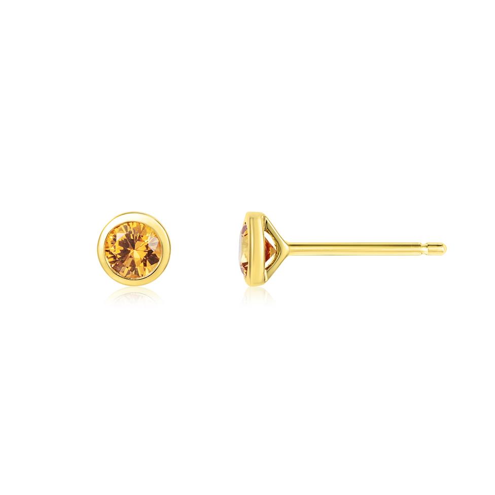 18ct Yellow Gold Orange Sapphire Stud Earrings Thumbnail Image 0