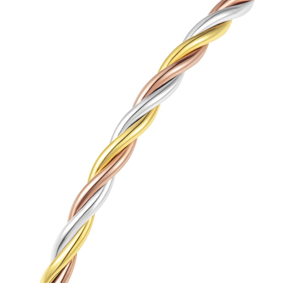 18ct Three Colour Gold Twist Oval Bangle Thumbnail Image 1