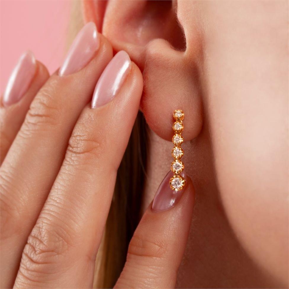18ct Yellow Gold Diamond Drop Earrings Thumbnail Image 1