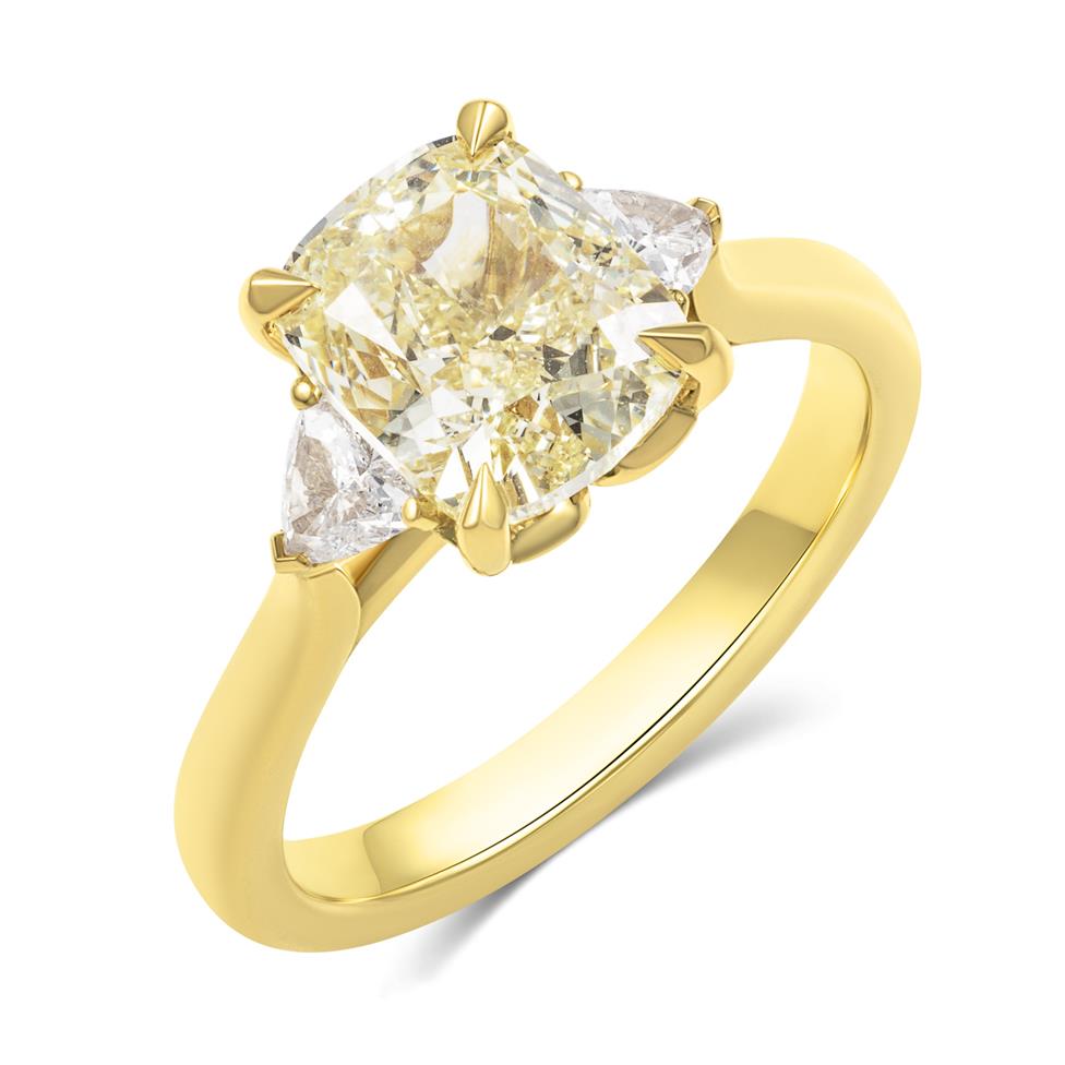 18ct Yellow Gold Yellow Cushion Diamond Engagement Ring 3.08ct Thumbnail Image 0
