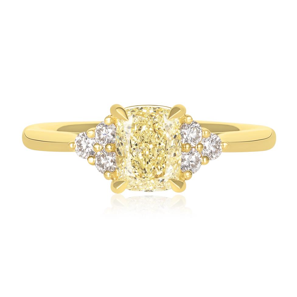 18ct Yellow Gold Yellow Cushion Diamond Engagement Ring 1.01ct Thumbnail Image 2