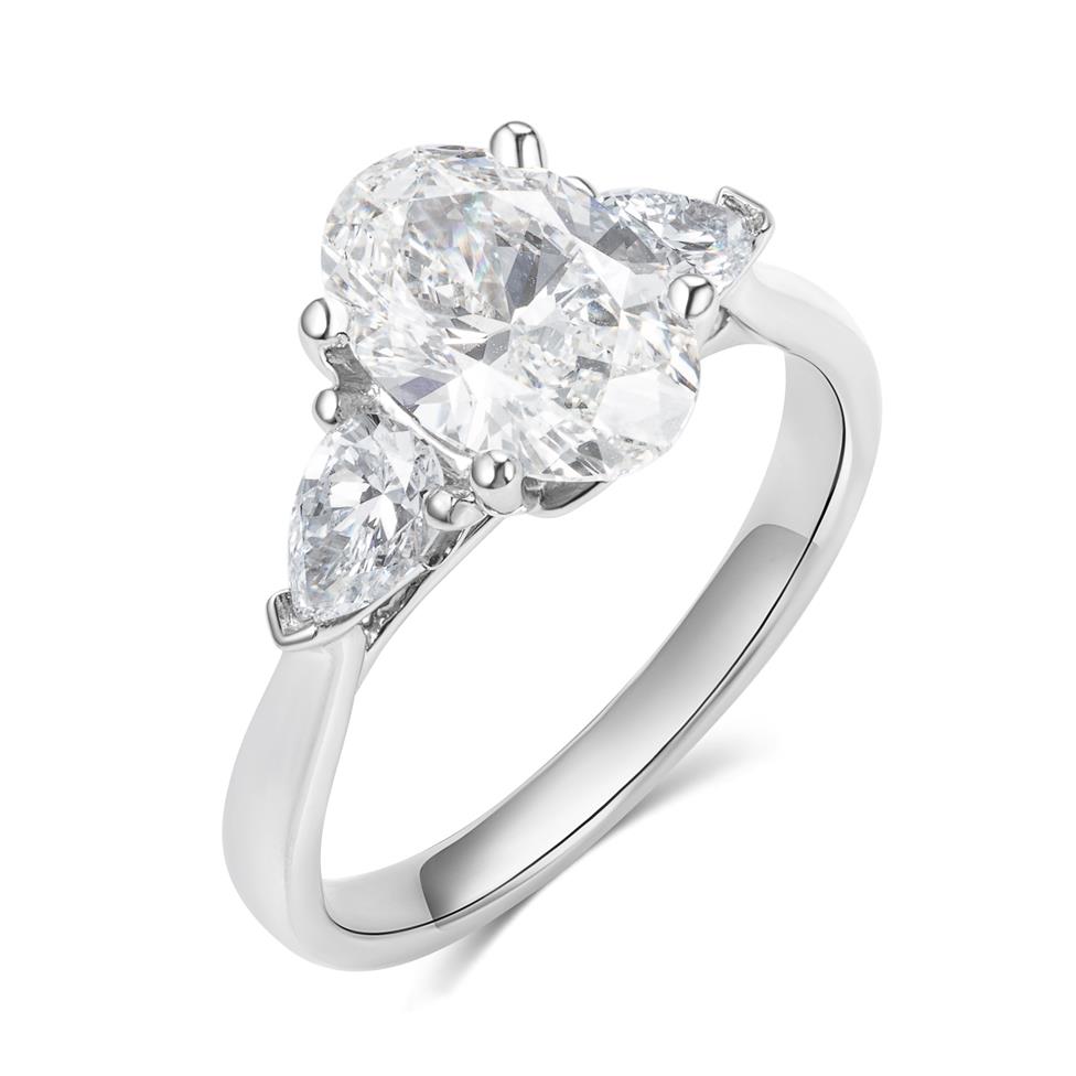 Platinum Lab Grown Oval Diamond Engagement Ring 2.00ct Thumbnail Image 0