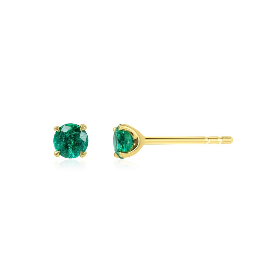 18ct Yellow Gold Emerald Stud Earrings Thumbnail Image 0