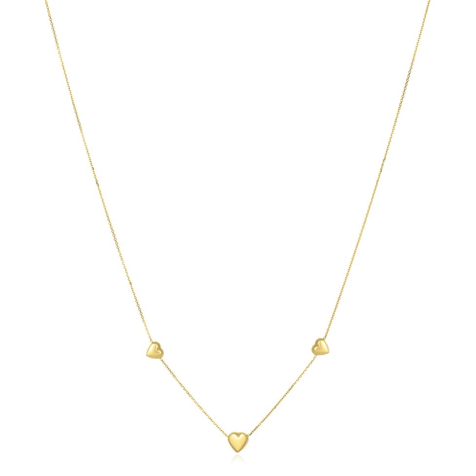 18ct Yellow Gold Three Heart Necklace Thumbnail Image 2