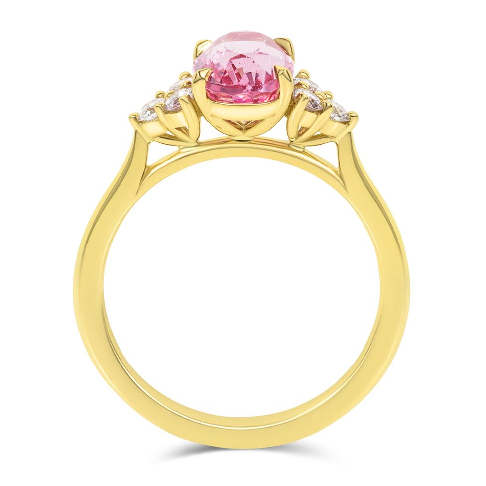 18ct Yellow Gold Pink Spinel and Diamond Ring Thumbnail Image 3