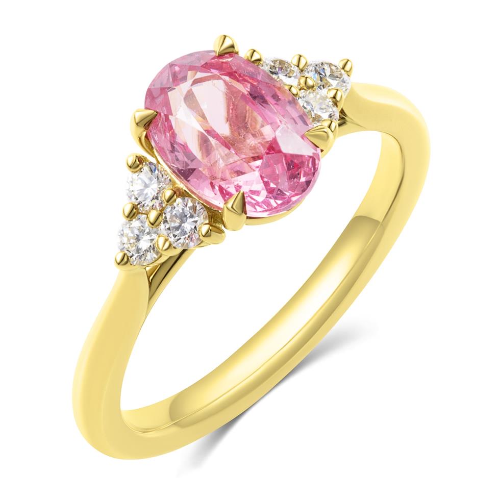 18ct Yellow Gold Pink Spinel and Diamond Ring Thumbnail Image 0