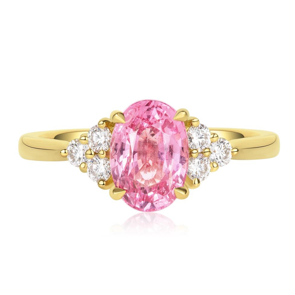 18ct Yellow Gold Pink Spinel and Diamond Ring Thumbnail Image 2