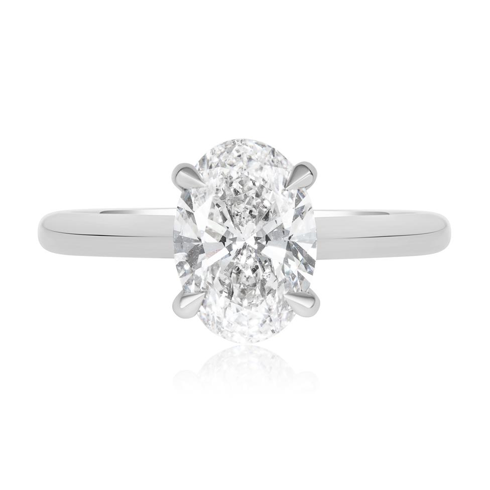 Platinum Oval Diamond Solitaire Engagement Ring 2.01ct Thumbnail Image 2