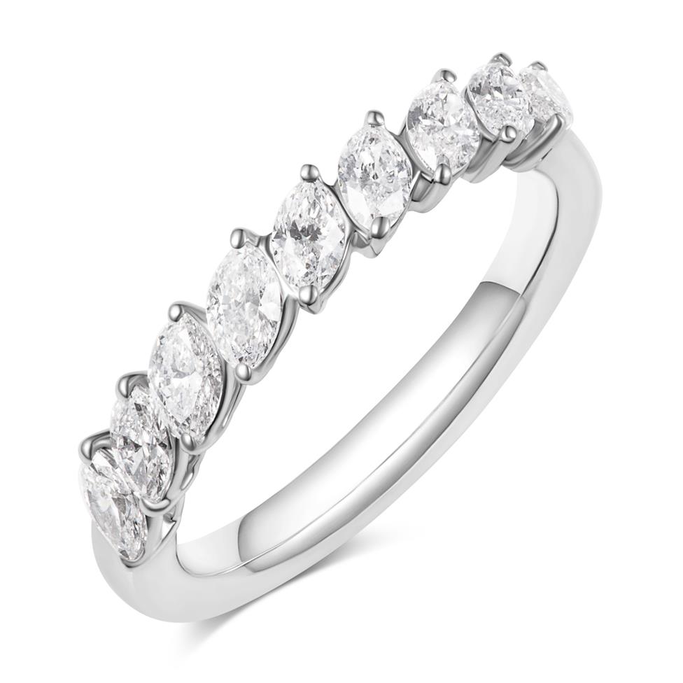 Platinum Marquise Diamond Half Eternity Ring 0.82ct Thumbnail Image 0